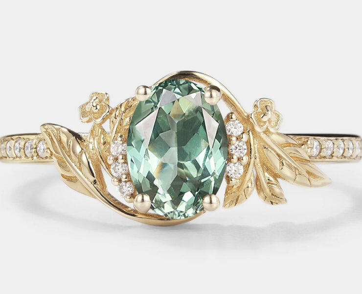 A floral engagement ring with a romantic bridal look